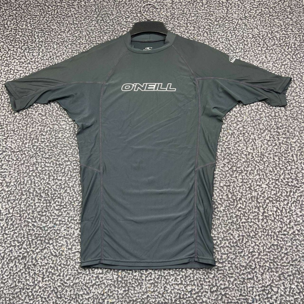 ONeill Rash Guard Shirt Men Medium Gray Short Sleeve Swim Surf Top M